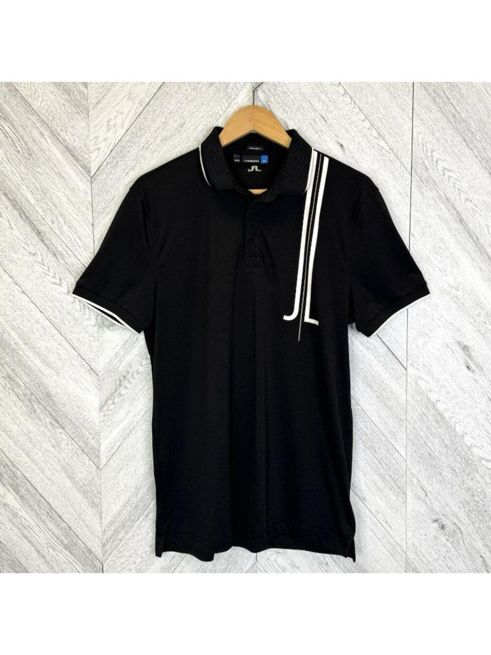 J Lindeberg Golf Polo Shirt Mens Size Large Regular Fit Black